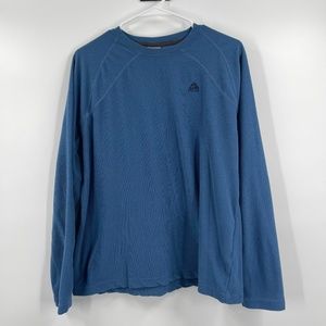 Nike ACG Vintage Long Sleeve Shirt Mens L Waffle Knit Crew Neck Thermal Blue